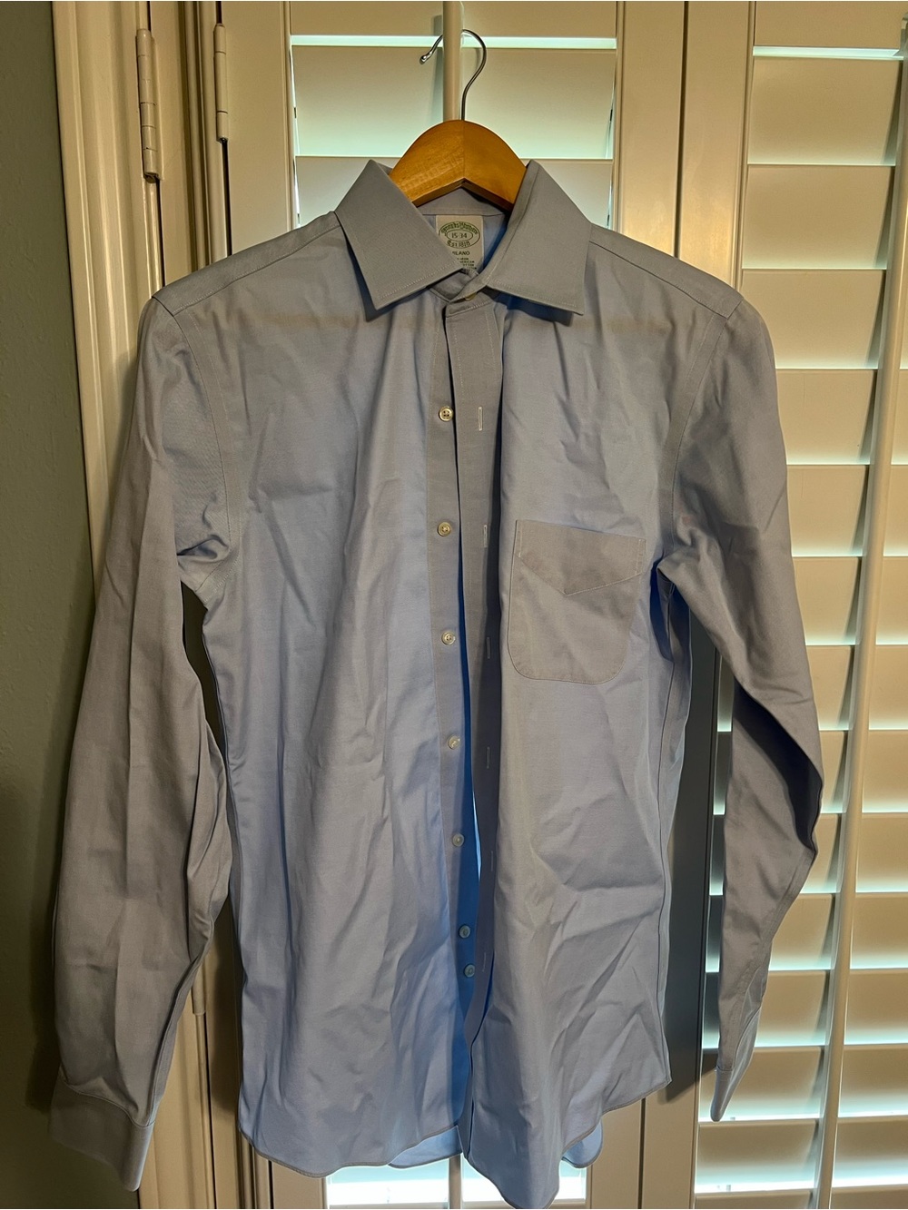 Brooks Brothers Classic Non Iron Light Blue Men's Dress Shirt Size 15-34